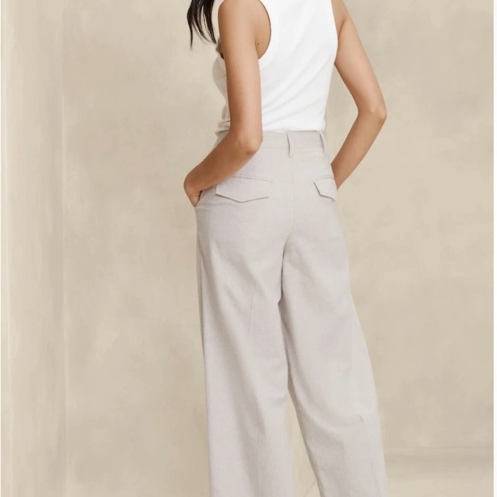 Banana Republic Linen-Blend Wide-Leg Pleated Pants - Picture 2 of 14